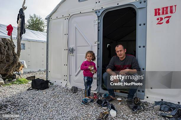 Refugee from Syria at Kara Tepe, transit camp for refugees, as awaiting for his family to go to the Mitilini harbour, before boarding the Hellenic...