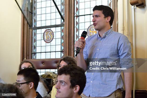 Students question Nick Clegg at The Cambridge Union on April 27, 2016 in Cambridge, Cambridgeshire. Nick Clegg has been the MP for Sheffield Hallam...
