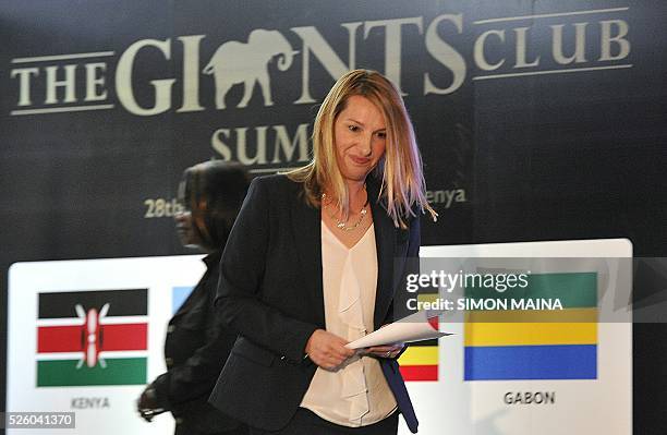 Deputy Secretary of State for Management and Resources Heather Higginbottom leaves after delivering a speech during the opening session of the Giants...