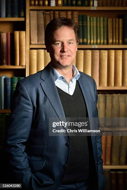 Nick Clegg Poses for a portrait at the Cambridge Union on April 27, 2016 in Cambridge, Cambridgeshire. Nick Clegg has been the MP for Sheffield...