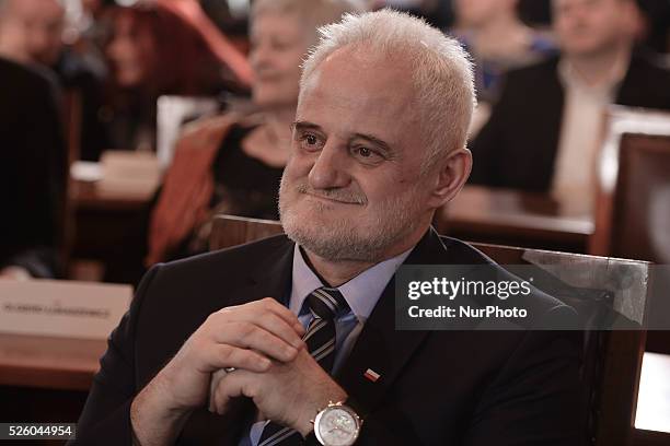 Jozef Pilch, a Polish politician, engineer and has been the governor of Malopolska province since 2015, pictured during the 50th anniversary of the...