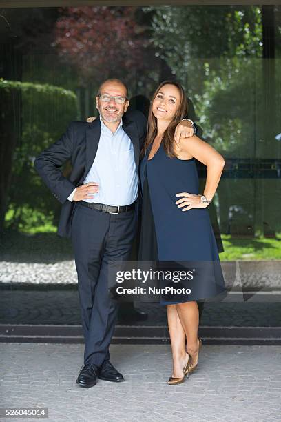 Dario Vergassola, Camilla Razvonich during the photocall of &quot;Kilimangiaro&quot; Rai 3 Program, in Rome, on October 9, 2014. RAI 3 program...