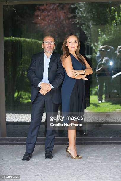 Dario Vergassola, Camilla Razvonich during the photocall of &quot;Kilimangiaro&quot; Rai 3 Program, in Rome, on October 9, 2014. RAI 3 program...