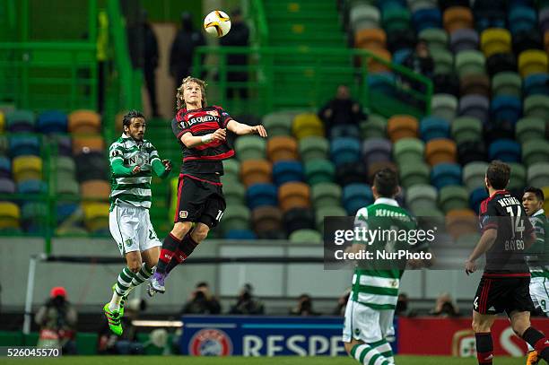 Leverkusens defender Jedvaj, during the UEFA Europa League Round of 32 first leg soccer match between Sporting CP and Bayer Leverkusen at the Jos...