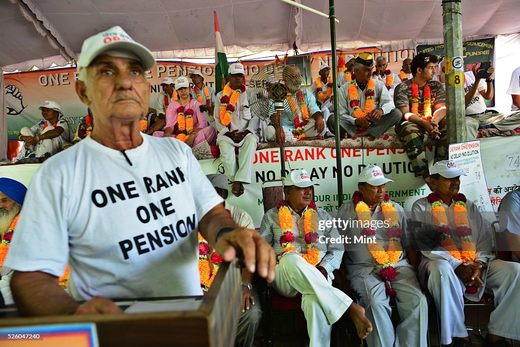 Protest for OneRank, One Pension  at Jantar Mantar