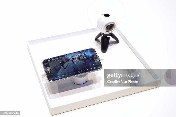 The new Samsung S7 smartphone, and the new Gear 360 camera, showed during the first day of Mobile World Congress 2016 in Barcelona, 22nd of February,...