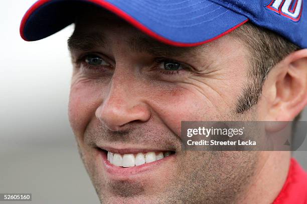 Scott Riggs, driver of the Valvoline Chevrolet, smiles after winning the pole during NASCAR NEXTEL Cup Advance Auto Parts 500 qualifying on April 8,...