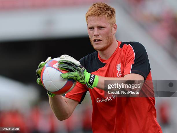 Adam Bogdan of Liverpool during a training session at Rajamangala stadium in Bangkok, Thailand on July 13, 2015. Liverpool will play an international...