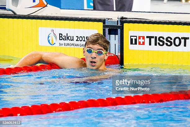 Alessandro Miressi of Italy competes in the Men's 200m Freestyle heat 5 during the Baku 2015 European Games at the Baku Aquatics Centre on June 26,...