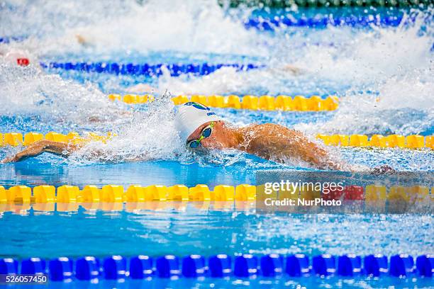 Alessandro Miressi of Italy competes in the Men's 200m Freestyle heat 5 during the Baku 2015 European Games at the Baku Aquatics Centre on June 26,...