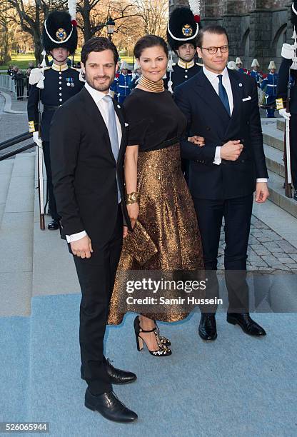 Prince Carl Philip of Sweden, Crown Princess Victoria of Sweden and Prince Daniel of Sweden arrive at the Nordic Museum to attend a concert of the...