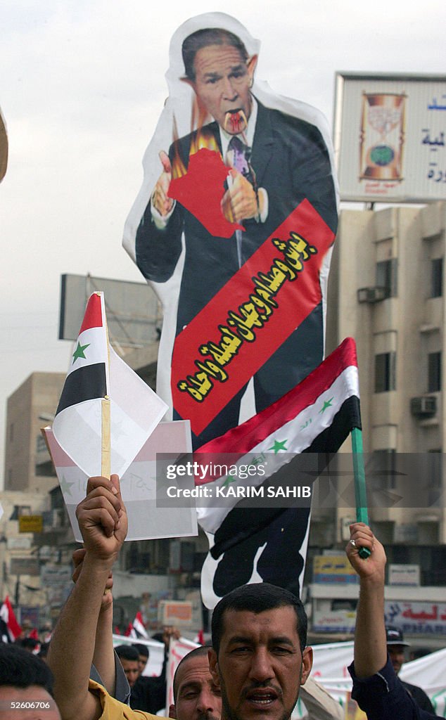 Holding up the national flag and a cut o