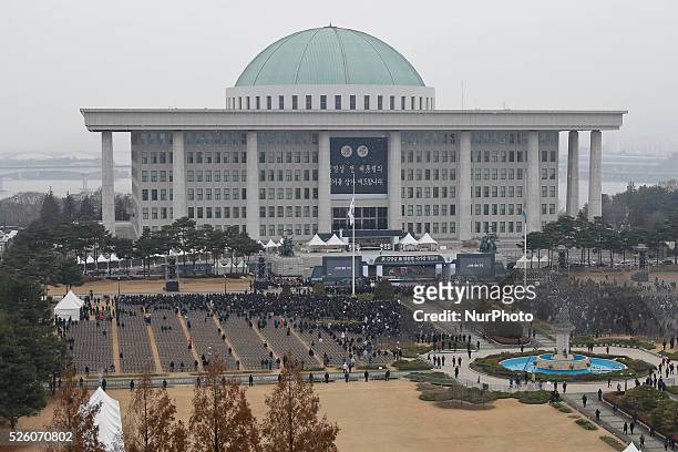 November 26, 2015 - South Korea, Seoul : Mourners attend the state funeral for the late former South Korean President Kim Young-sam at the National...