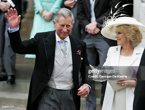 Prince Charles & The Duchess of Cornwall, Camilla Parker Bowles depart the Civil Ceremony where they were legally married, at The Guildhall, Windsor...