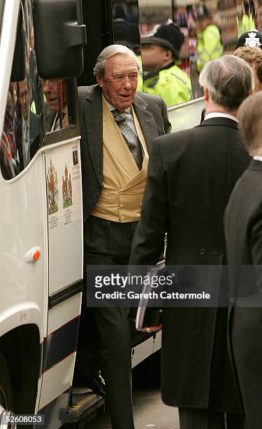 Major Bruce Shand arrives for the Civil Ceremony for the marriage between HRH Prince Charles, the Prince of Wales, and his daughter, Camilla Parker...