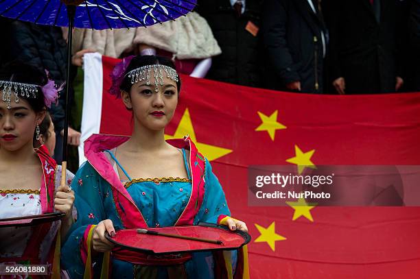 Members of the Chinese community celebrate the Chinese Lunar New Year on February 14 in Milan, Italy. Millions of Chinese around the world are...