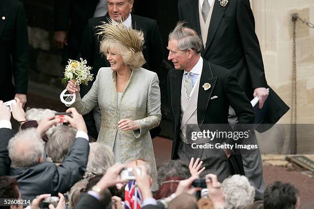 Prince Charles and his wife The Duchess Of Cornwall, Camilla Parker Bowles meet the crowd following the Service of Prayer and Dedication after their...