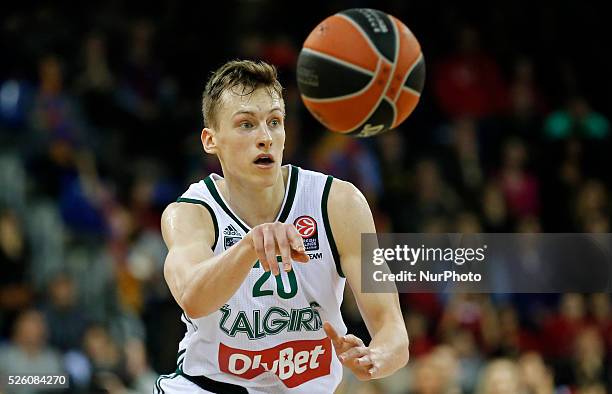 February 12- SPAIN: Kaspars Vecvagars during the match between FC Barcelona and Zalgiris Kaunas, corresponding to que week 7 of the Top 16 of the...