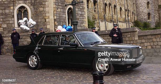 Prince Charles and The Duchess Of Cornwall, Camilla Parker Bowles depart Windsor Castle through King Henry VIII Gate following the Service of Prayer...