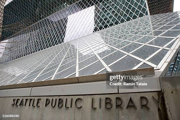 The exterior of Seattle Public Library's central branch, designed by Dutch architect Rem Koolhaas of OMA . Opened in 2004, Seattle Public Library has...