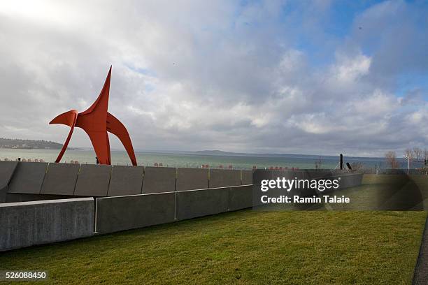 Sculpture titled 'Eagle', by Alexander Calder, is part of the permanent collection of the Olympic Sculpture Park, designed by the architectural firm...