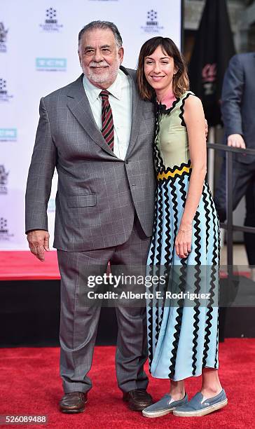 Honoree Francis Ford Coppola and director Gia Coppola attend the Francis Ford Coppola Hand and Footprint Ceremony during the TCM Classic Film...