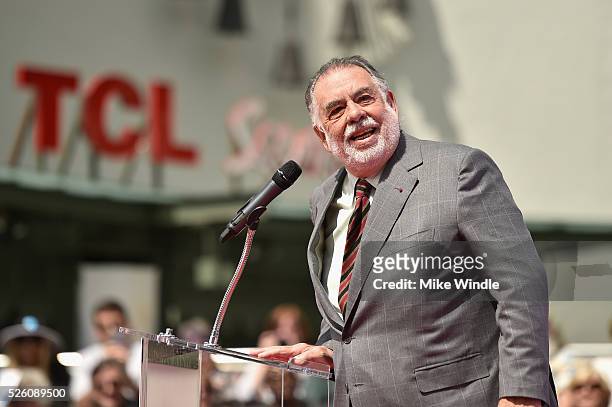 Honoree Francis Ford Coppola speaks onstage during the Francis Ford Coppola Hand and Footprint Ceremony during the TCM Classic Film Festival 2016 on...