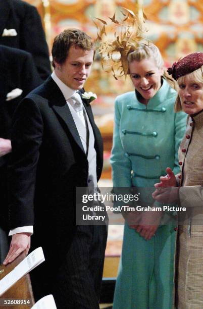 Tom Parker-Bowles and his sister Laura Parker-Bowles, now stepchildren of Prince Charles, attend the Service of Prayer and Dedication blessing the...