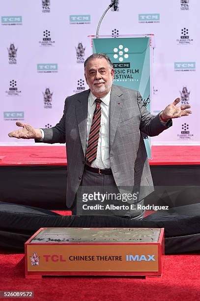 Honoree Francis Ford Coppola attends the Francis Ford Coppola Hand and Footprint Ceremony during the TCM Classic Film Festival 2016 on April 29, 2016...