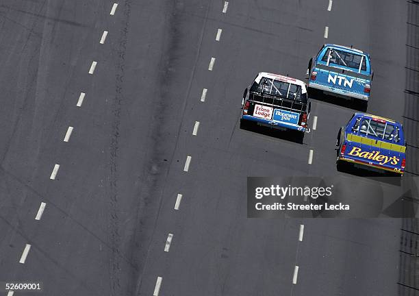Bobby Labonte, driver of the Rodeway Inn/Econo Lodge/Trick Pony Chevrolet, races during the NASCAR Craftsman Truck Series Kroger 250 on April 9, 2005...