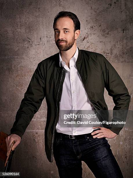 Director of Maison Sarah Lavoine, Edouard Revenier is photographed for Madame Figaro on March 19, 2016 in Paris, France. Outfit . PUBLISHED IMAGE....