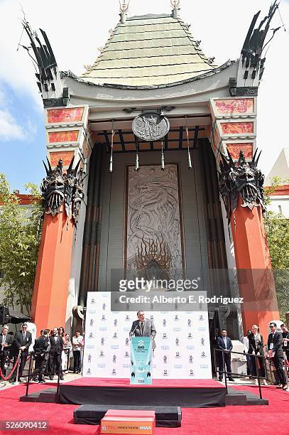 Honoree Francis Ford Coppola speaks onstage during the Francis Ford Coppola Hand and Footprint Ceremony during the TCM Classic Film Festival 2016 on...