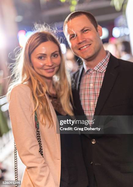 Actress and Model Gia Skova and Producer Jared Safier attend the LANY Entertainment Presents "The Bay" Pre-Emmy Party at the St. Felix on April 28,...