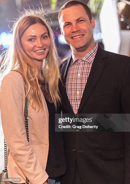 Actress and Model Gia Skova and Producer Jared Safier attend the LANY Entertainment Presents "The Bay" Pre-Emmy Party at the St. Felix on April 28,...