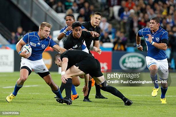 Johan Deysel of Namibia during the IRB RWC 2015 match between New Zealand All Blacks v Namibia- Pool C Match 12 at The Stadium, Queen Elizabeth...