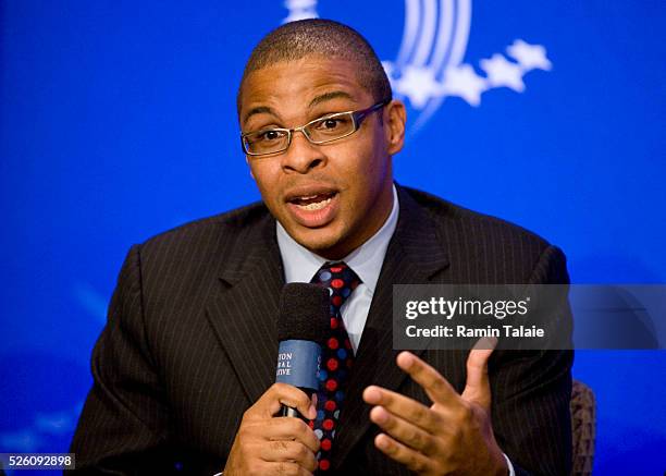 Professor of Economics at Harvard University, Roland Fryer speaks during the annual Clinton Global Initiative in New York, New York. The meeting,...