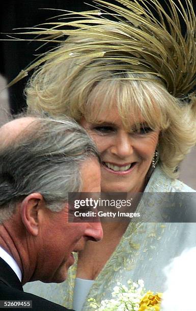 Prince Charles, the Prince of Wales, and his wife Camilla, the Duchess Of Cornwall, leave the Service of Prayer and Dedication following their...