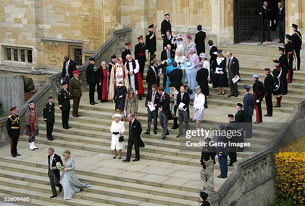 Prince Charles, the Prince of Wales, his wife Camilla, the Duchess of Cornwall, and the royal family are seen after the Service of Prayer and...