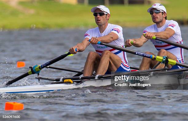 Rowing, Great Britain Men's lightweight double, Zac Purchase, bow, Mark Hunter, stroke, heat race, October 31, 2010 FISA World Rowing Championships,...