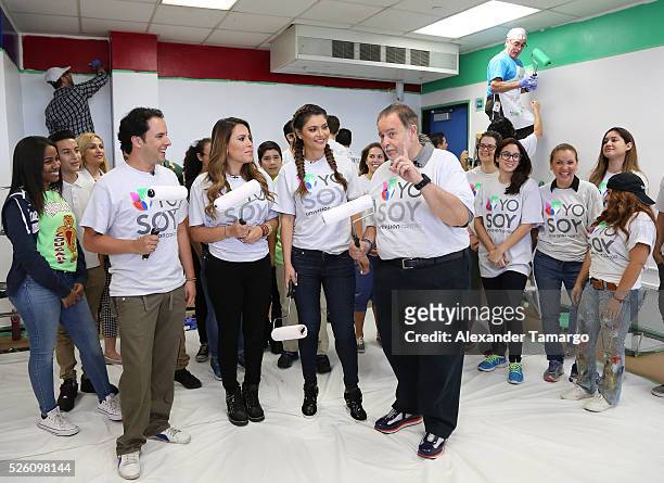Alejandro Berry, Lindsay Casinelli, Chiquinquira Delgado and Raul de Molina are seen during Univision's Media Centers/Week of Service at Ruben Dario...