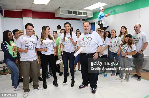 Alejandro Berry, Lindsay Casinelli, Chiquinquira Delgado and Raul de Molina are seen during Univision's Media Centers/Week of Service at Ruben Dario...