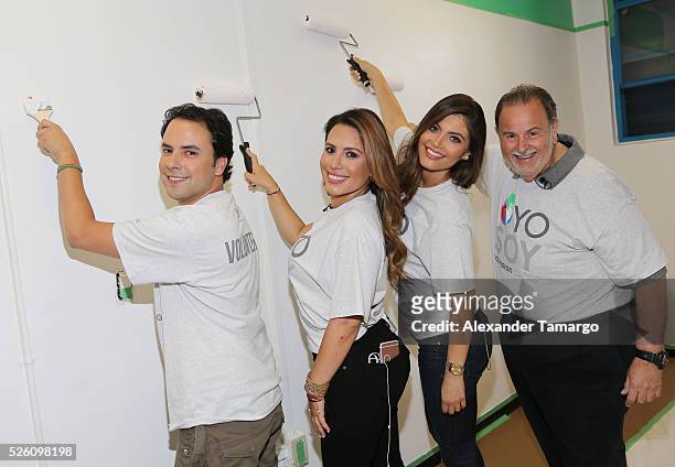 Alejandro Berry, Lindsay Casinelli, Chiquinquira Delgado and Raul de Molina are seen during Univision's Media Centers/Week of Service at Ruben Dario...