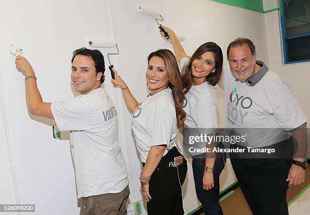 Alejandro Berry, Lindsay Casinelli, Chiquinquira Delgado and Raul de Molina are seen during Univision's Media Centers/Week of Service at Ruben Dario...