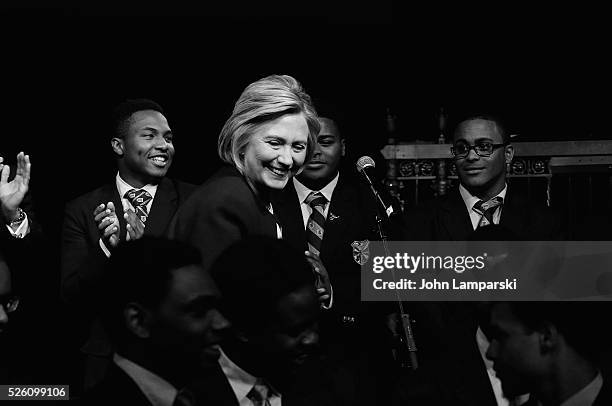 Democratic presidential candidate Hillary Rodham Clinton, President and students from the academy attend 2016 Eagle Academy Foundation Fundraising...