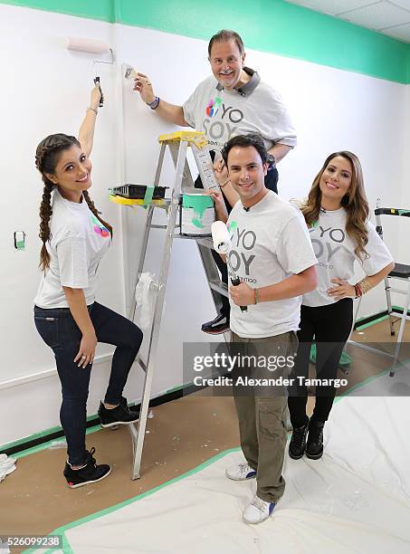 Chiquinquira Delgado, Raul de Molina, Alejandro Berry and Lindsay Casinelli are seen during Univision's Media Centers/Week of Service at Ruben Dario...