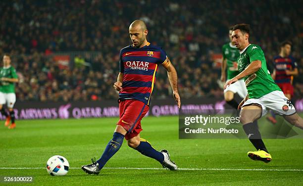 December 02 - SPAIN: Javier Mascherano during the match against FC Barcelona and CF Villanovense, corresponding to the round 4 of the spanish Kimg...