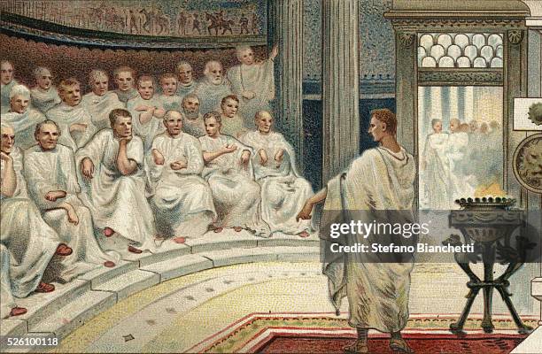 Cato was known for ending his speeches with the expression "Carthago delenda est" . Illustration from the end of the 19th century.