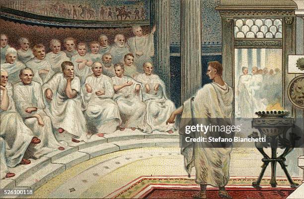 Cato was known for ending his speeches with the expression "Carthago delenda est" . Illustration from the end of the 19th century.