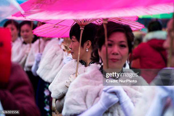 Members of the Chinese community celebrate the Chinese Lunar New Year on February 14 in Milan, Italy. Millions of Chinese around the world are...