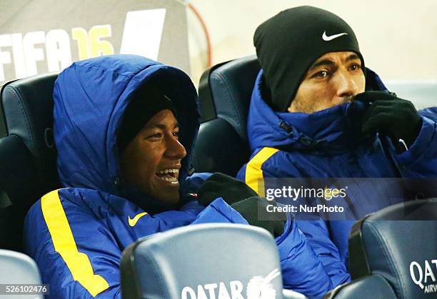 December 02 - SPAIN: Neymar Jr. And Luis Suarez during the match against FC Barcelona and CF Villanovense, corresponding to the round 4 of the...